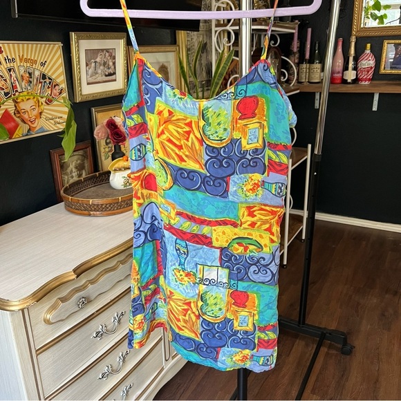 Vintage Robert Stock Silk Mini Dress Medium - Picture 1 of 8